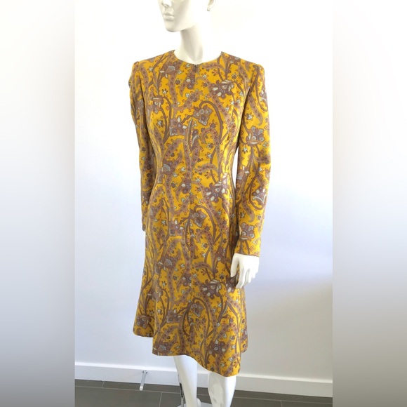 Beautiful Vintage 1980s 1990s David Hayes Floral Dress Front Zipper & Scarf - Picture 9 of 16